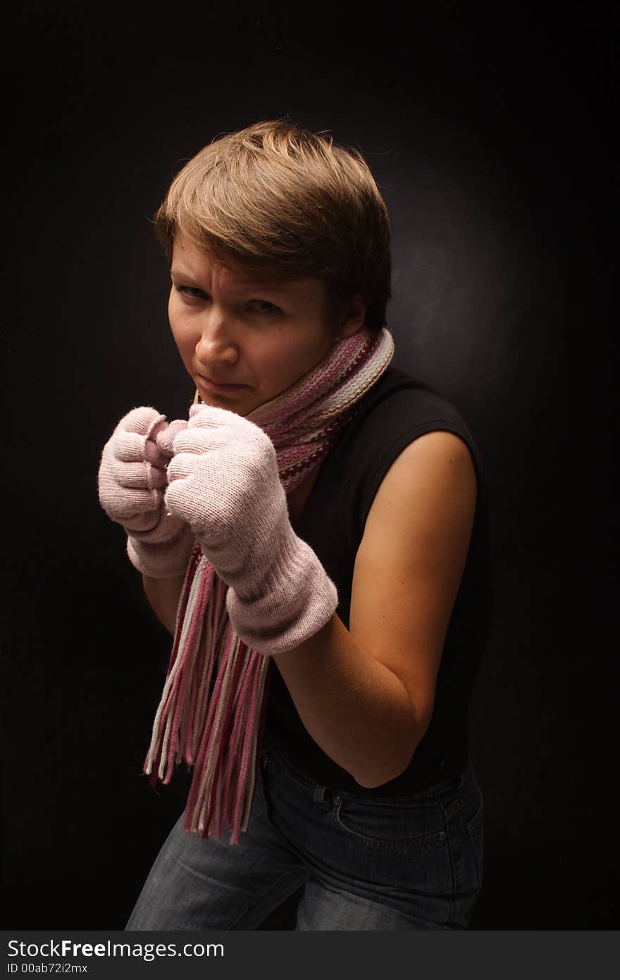 Girl ready to action, boxing. Girl ready to action, boxing