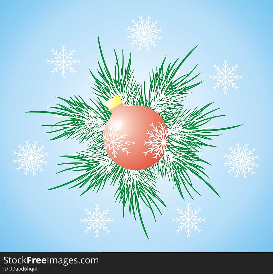 Domestic ornament of a celebratory fur-tree before Christmas or new year. Domestic ornament of a celebratory fur-tree before Christmas or new year