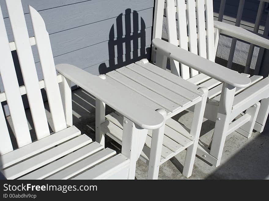 Chairs out in the cool sea air. Chairs out in the cool sea air.