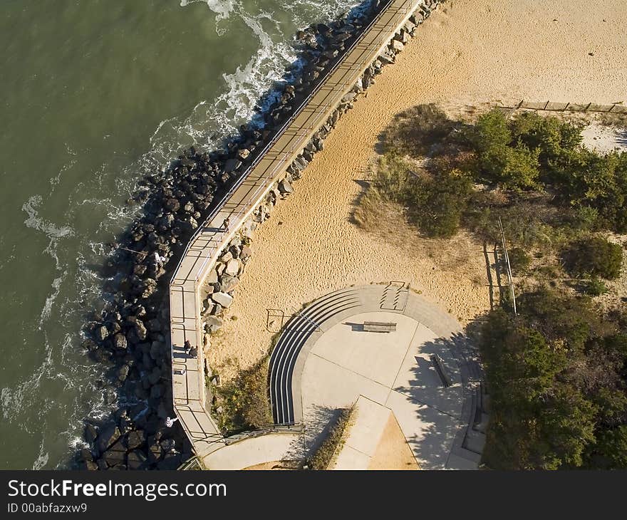 A aerial view from the top of the Barnagat Lighthouse along the Jersey shore. A aerial view from the top of the Barnagat Lighthouse along the Jersey shore.