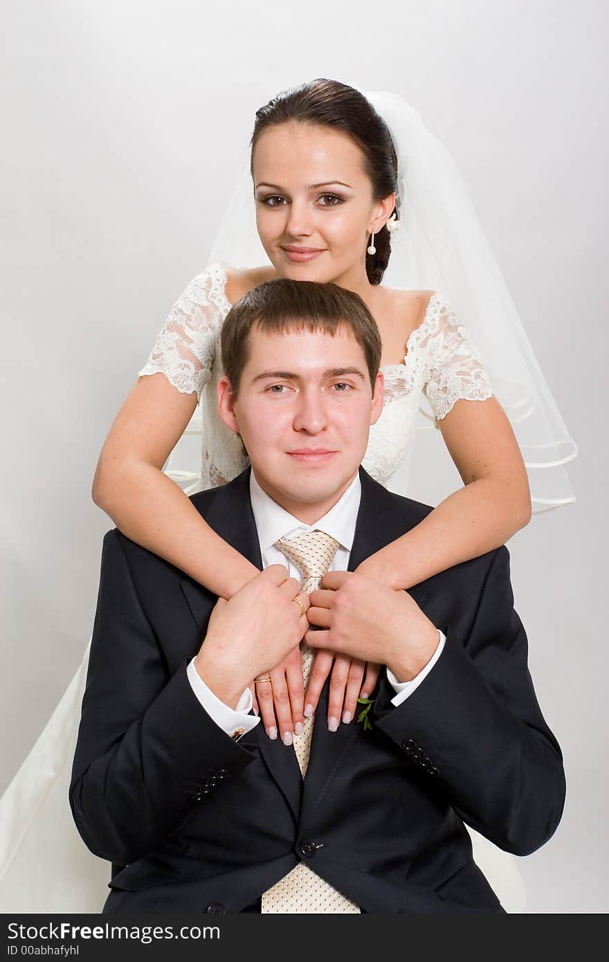 Just married. Married on the white background.