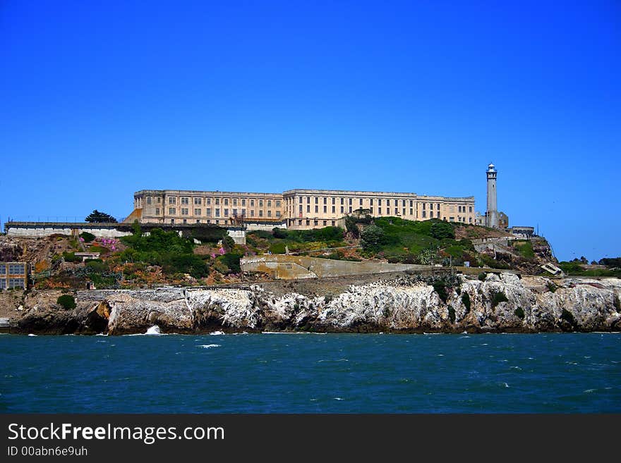 Alcatraz Island (some times referred to as The Rock) is a small island located in the middle of San Francisco Bay in California, United States that served as a lighthouse, then a military fortification, and then a federal prison for the area until 1969, when it became a national recreation area. Alcatraz Island (some times referred to as The Rock) is a small island located in the middle of San Francisco Bay in California, United States that served as a lighthouse, then a military fortification, and then a federal prison for the area until 1969, when it became a national recreation area.