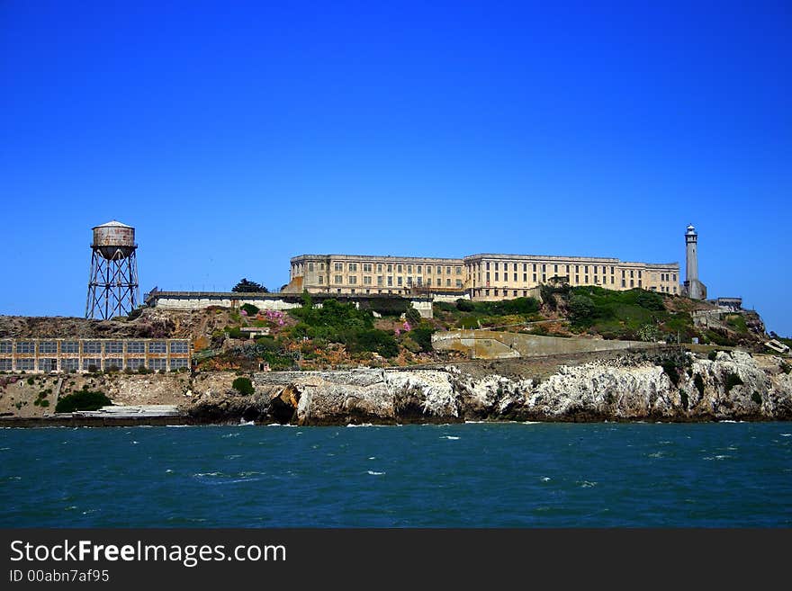 Alcatraz Island (some times referred to as The Rock) is a small island located in the middle of San Francisco Bay in California, United States that served as a lighthouse, then a military fortification, and then a federal prison for the area until 1969, when it became a national recreation area. Alcatraz Island (some times referred to as The Rock) is a small island located in the middle of San Francisco Bay in California, United States that served as a lighthouse, then a military fortification, and then a federal prison for the area until 1969, when it became a national recreation area.