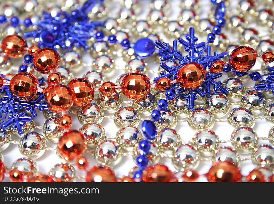 Christmas background made of celebratory ornaments of red, dark blue and golden color