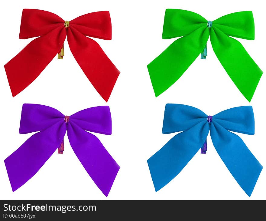 Colored bows on a white background