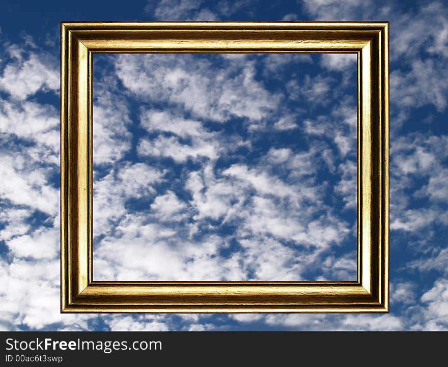 Frame and cloudy sky