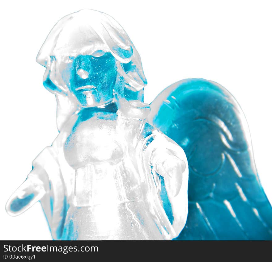 Isolation of an ice angel over a white background. Isolation of an ice angel over a white background