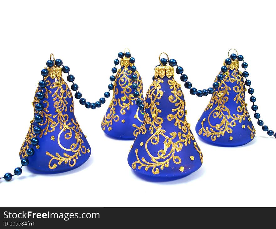 Blue Christmas decoration over white background