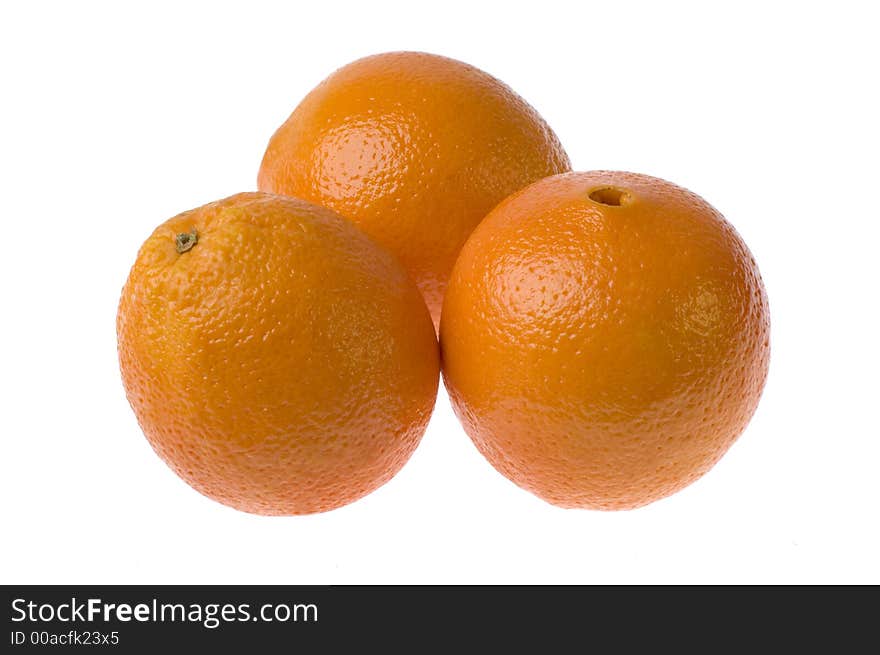 Group of oranges on white background