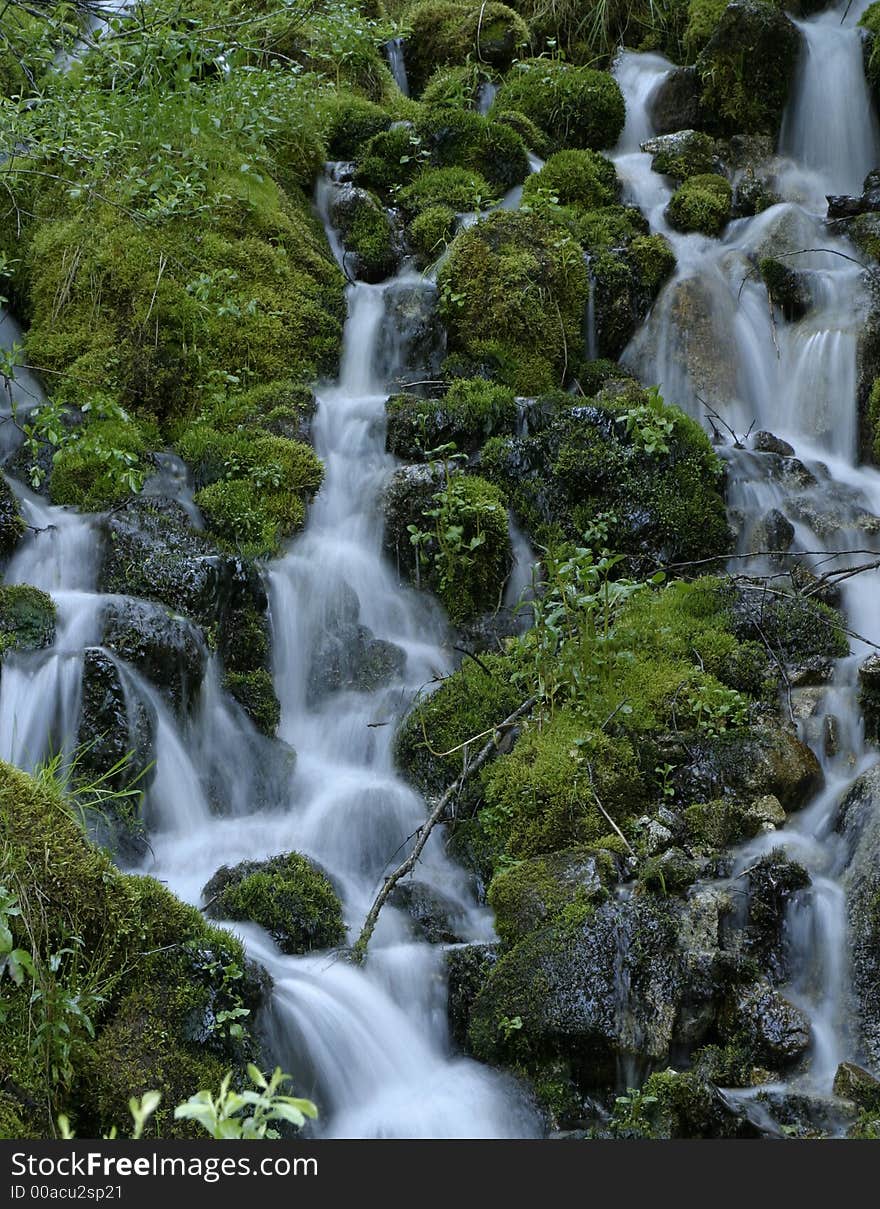 Waterfall with moss washington state. Waterfall with moss washington state