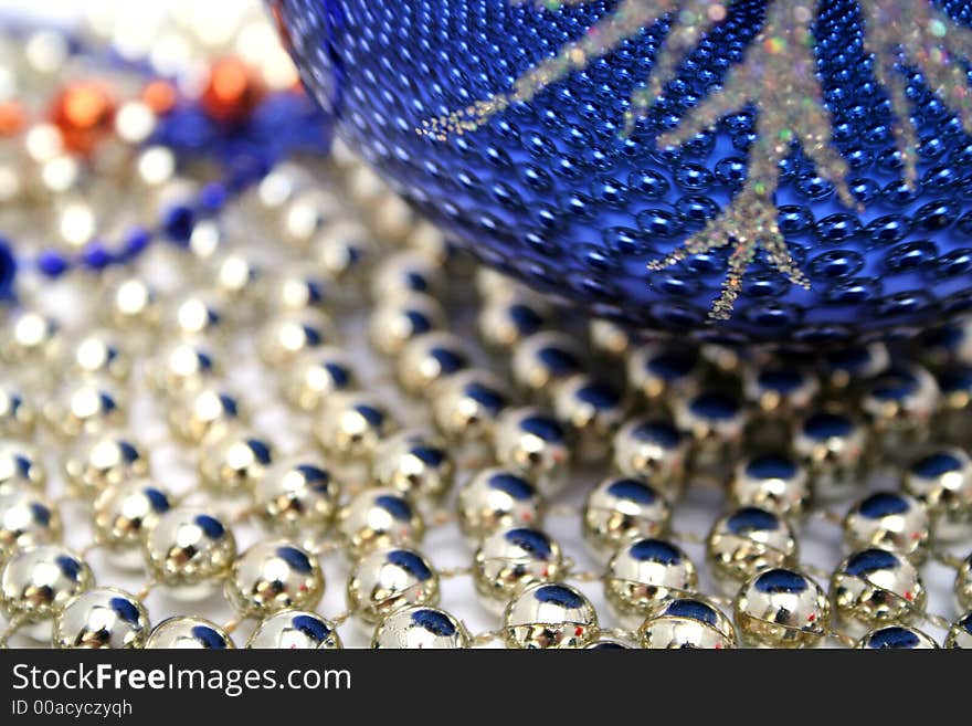 Dark blue christmas sphere on a background