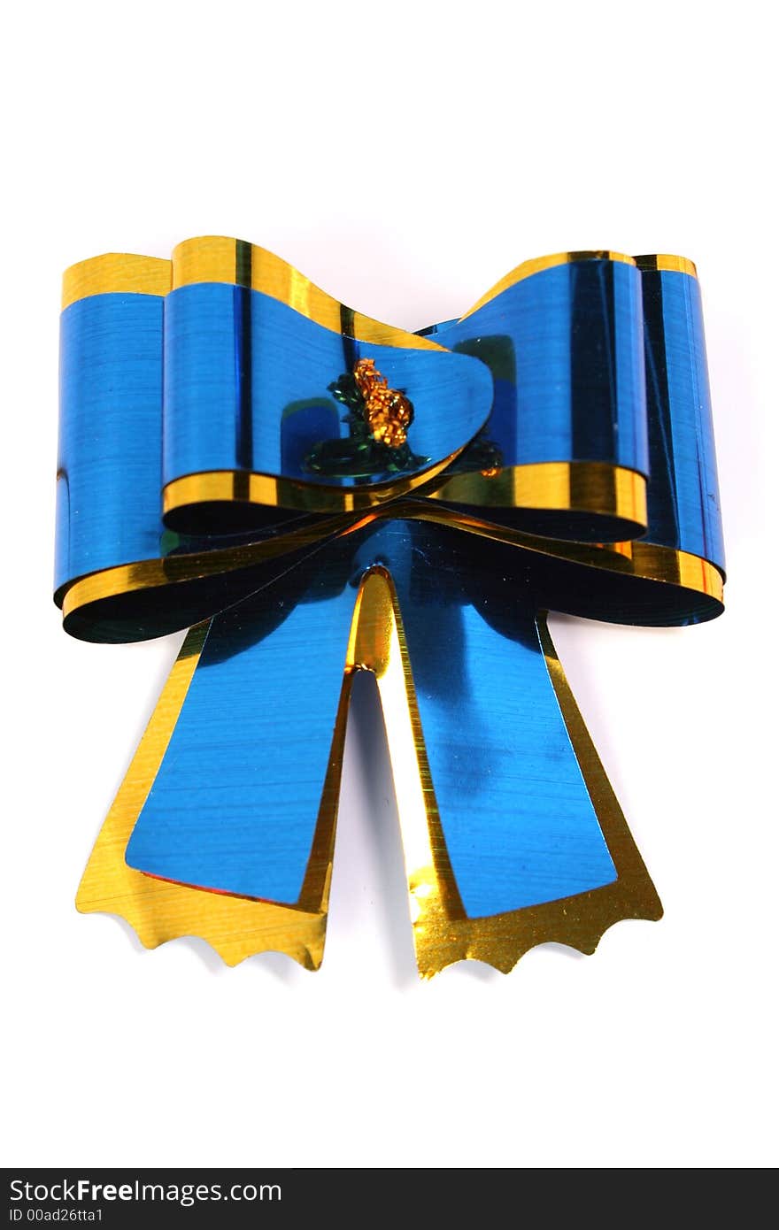 The dark blue isolated celebratory bow for a gift and congratulations. The dark blue isolated celebratory bow for a gift and congratulations