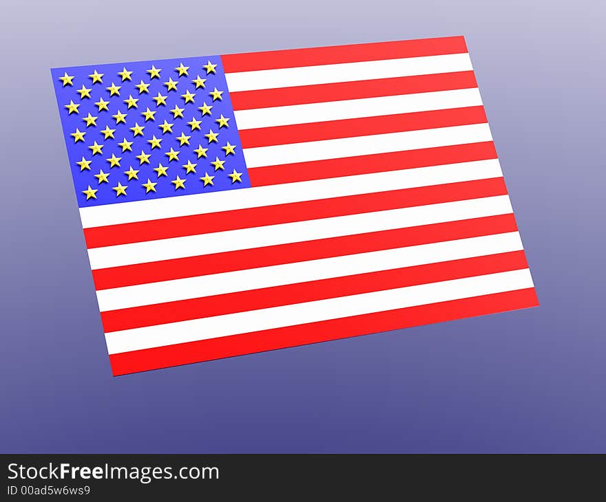 American flag isolated on blue background. 3D. American flag isolated on blue background. 3D