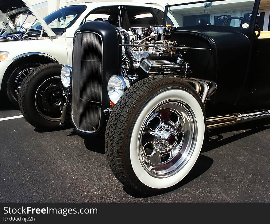 Black Hotrod at a Car Show