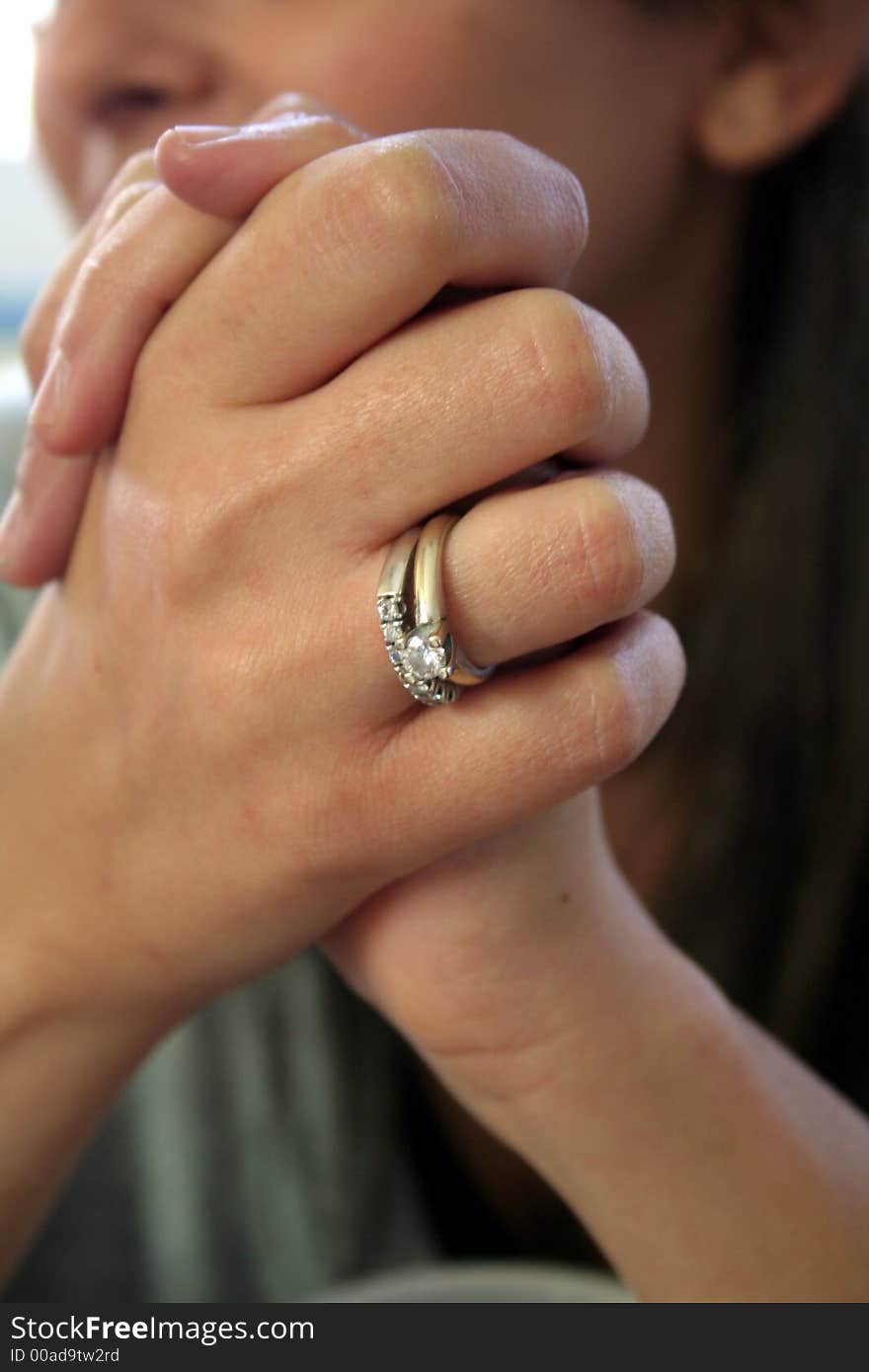 Engaged girl with diamond ring