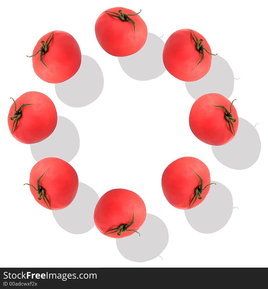 Fresh red tomatoes in a circle. Fresh red tomatoes in a circle