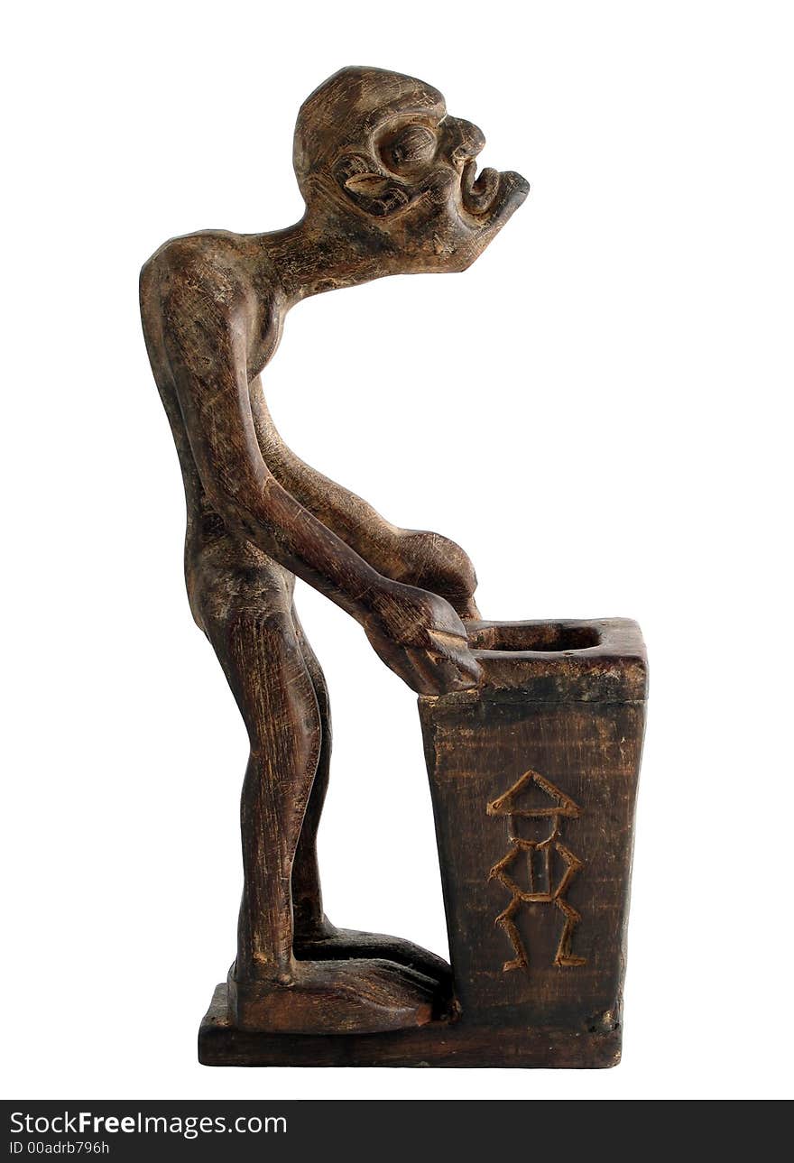 Antique carved male wood figure