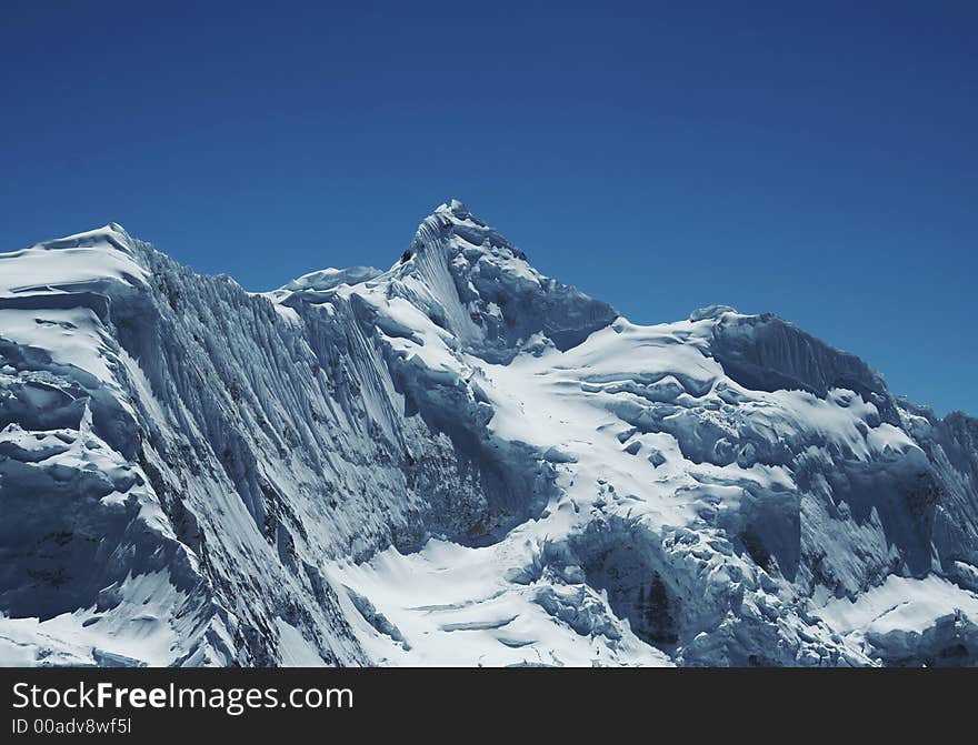 Snowcovered high mountain Cordilleras in Peru. Snowcovered high mountain Cordilleras in Peru