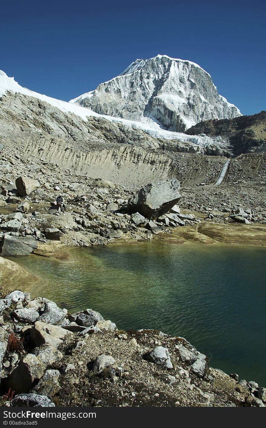 Lake and Ranrapalka peak in the Cordilleras mountain. Lake and Ranrapalka peak in the Cordilleras mountain