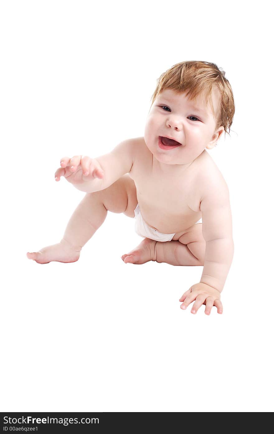 Beautiful baby. Shot in studio. Isolated on white. Beautiful baby. Shot in studio. Isolated on white.