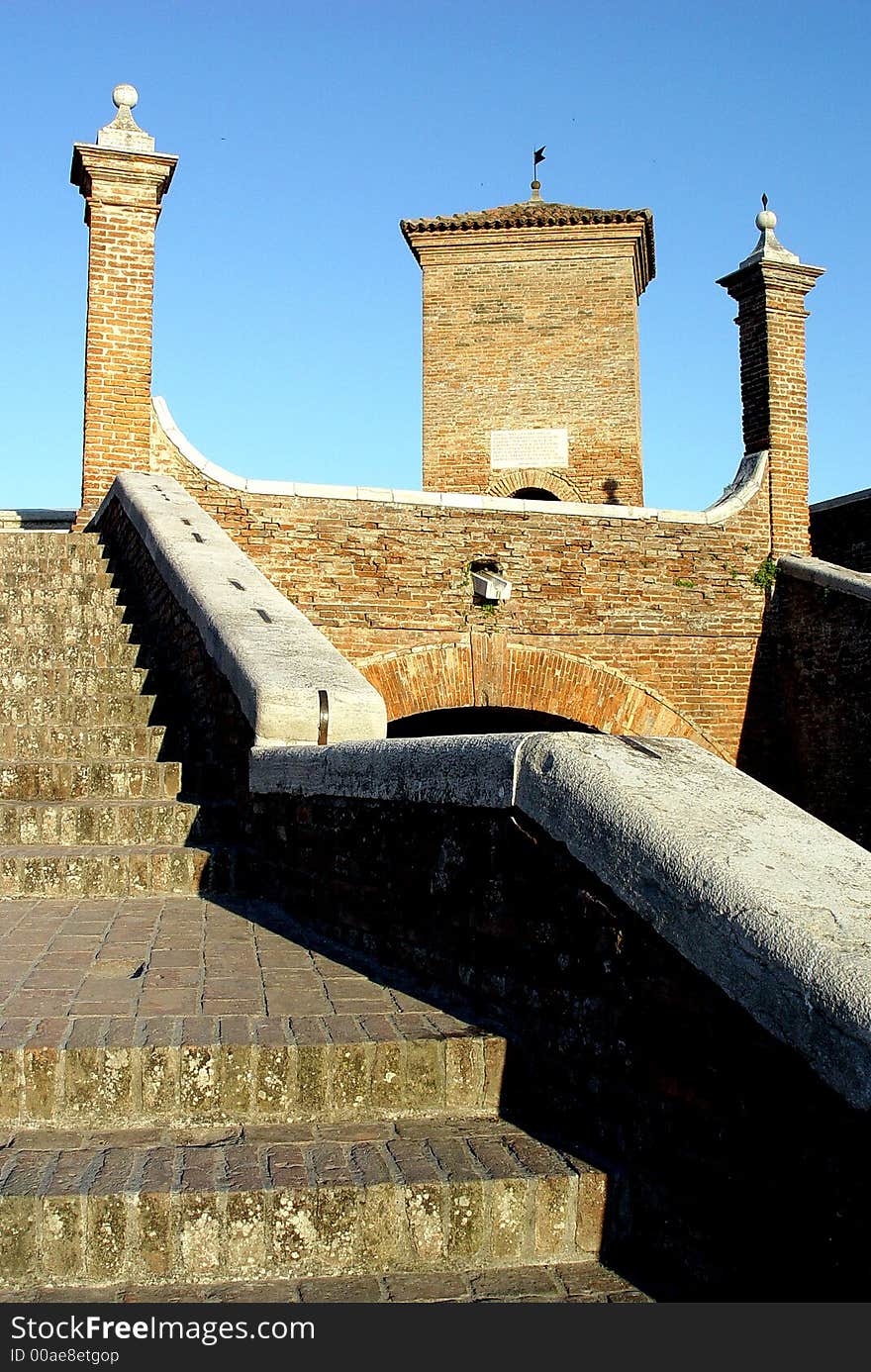 A picturesque bridge and tower in northern Italy. A picturesque bridge and tower in northern Italy