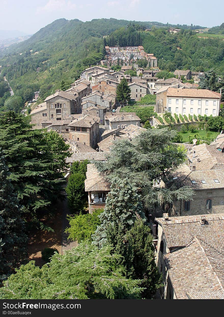 Aerial view of Italian village