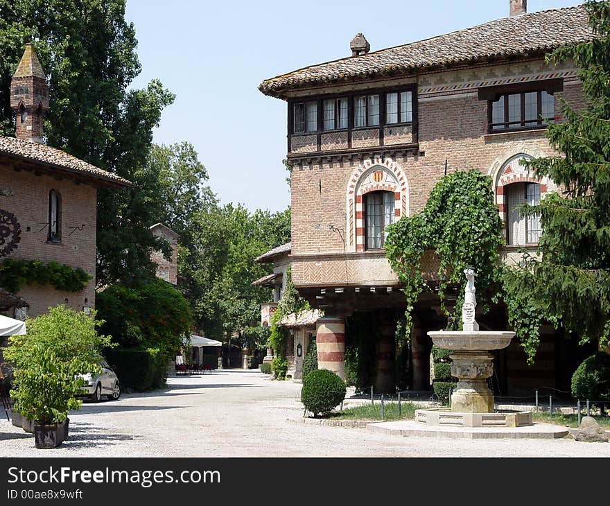 Italian ghost village and fountain