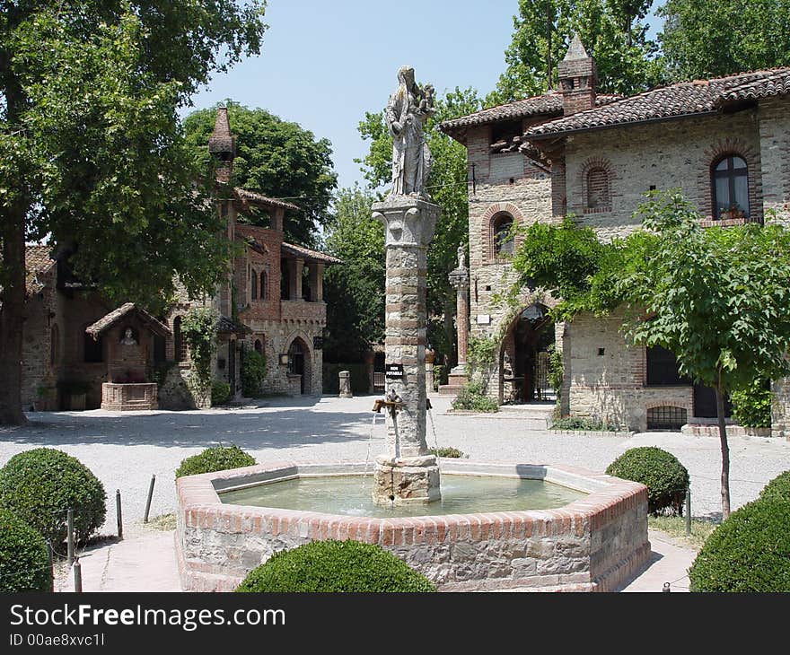 Italian ghost village and fountain