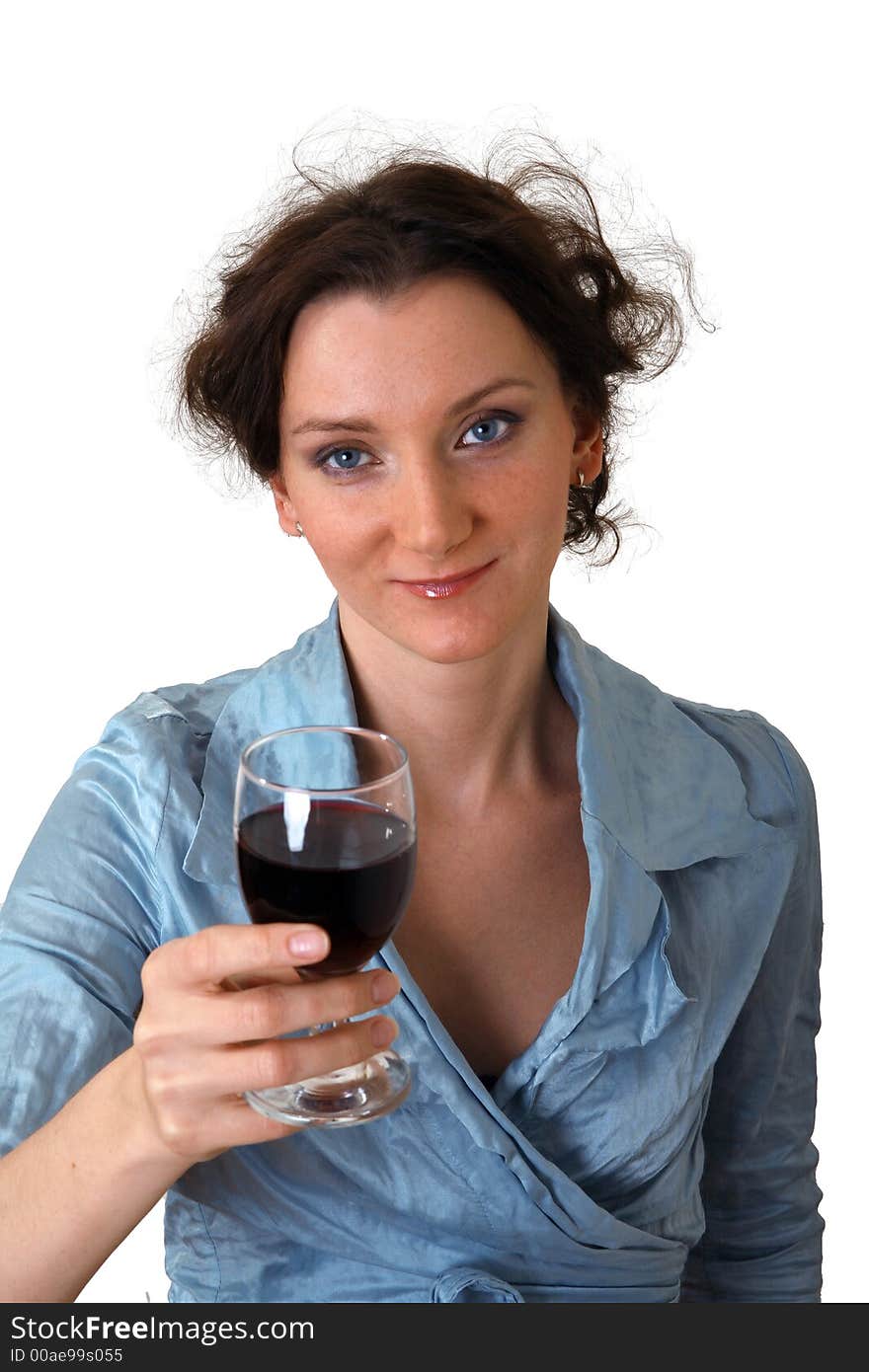 Girl with cup of red wine