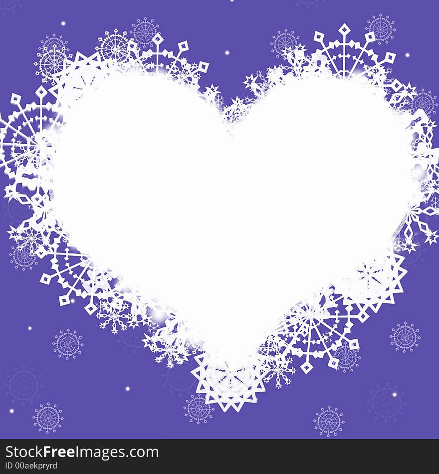 Computer generated illustration of violet frame with heart