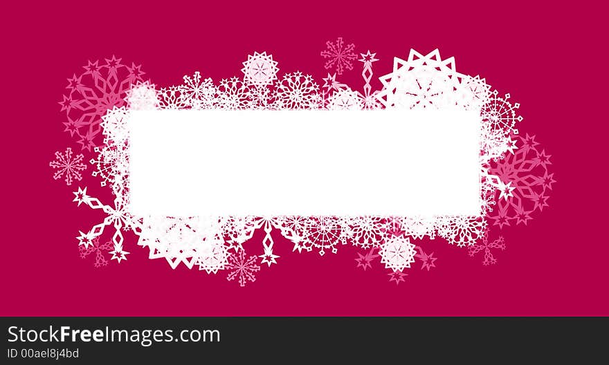 Computer generated crimson christmas card with snow