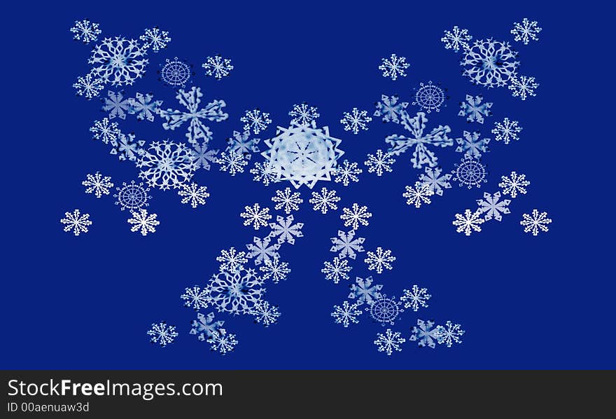 Computer generated illustration of  chrismas card with snowflakes bow