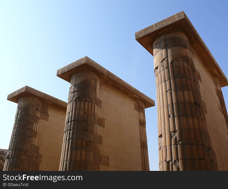 Columns in temple ruins, Saqqara, Giza. Columns in temple ruins, Saqqara, Giza