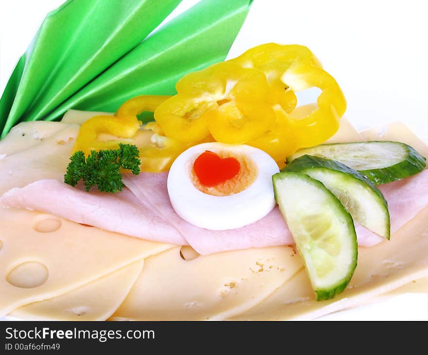 Diet plate ham cucumber and egg