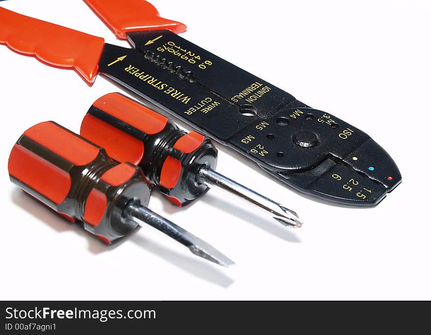 Screwdrivers And Wire Cutter Isolated