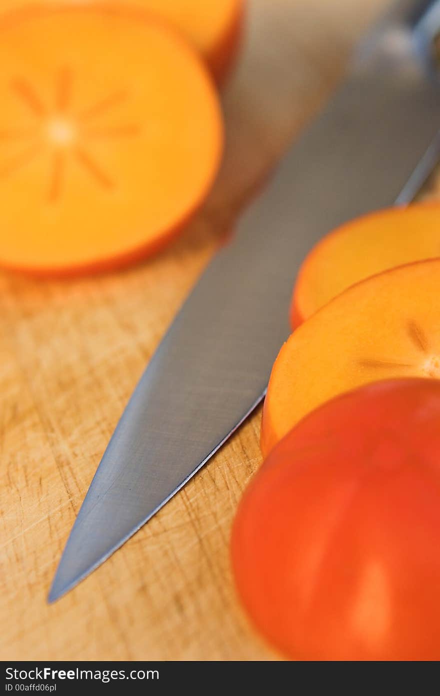 Sliced Persimmon Fruits