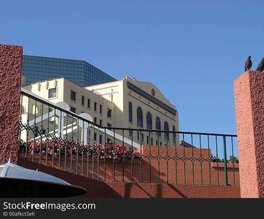 Urban buildings, blue sky