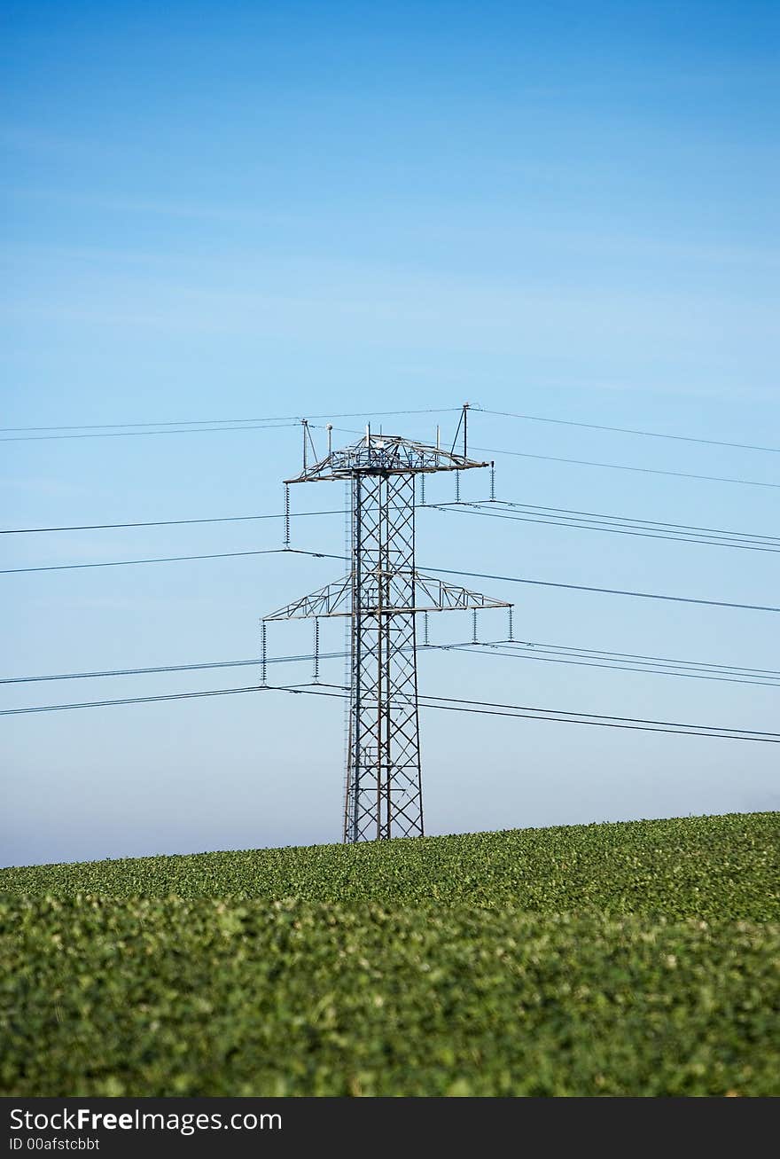 A photo of huge wires of electricity in the countryside