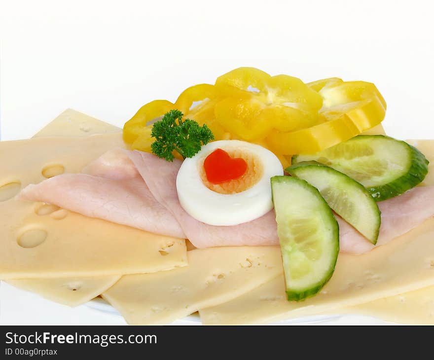 Healthy vegetable  ham and egg. Healthy vegetable  ham and egg