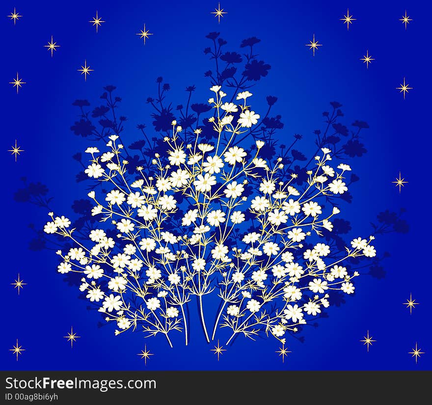 Floral Background in blue - vector illustra. Floral Background in blue - vector illustra