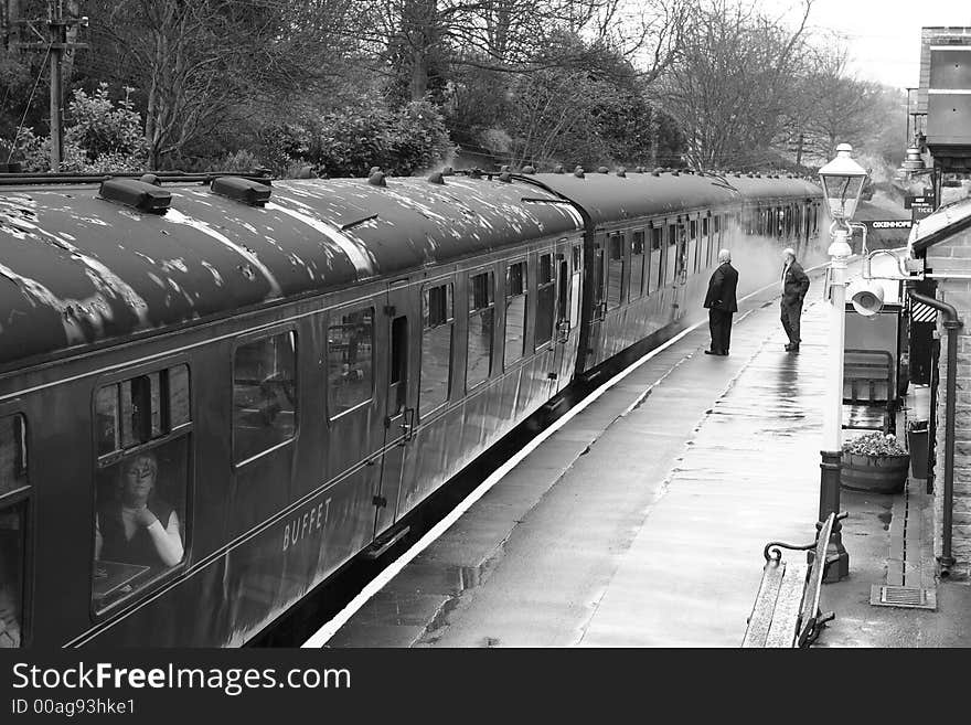 Steam engine at Haworth station, Yorks UK. Keighley and Worth Valley Railway. Steam engine at Haworth station, Yorks UK. Keighley and Worth Valley Railway