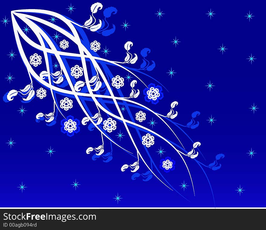 Floral Background in blue- vector illustration. Floral Background in blue- vector illustration