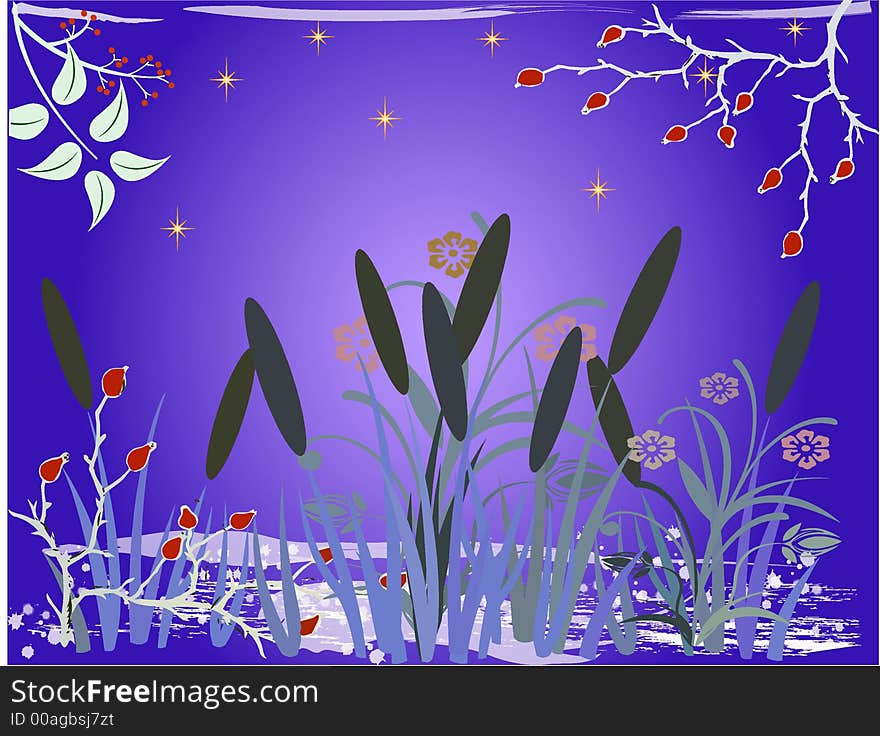 Floral Background in blue- vector illustration. Floral Background in blue- vector illustration