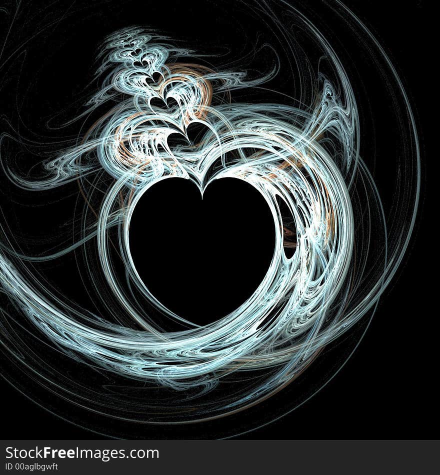 Abstractly spiral image of heart with effect of a luminescence of lines. Abstractly spiral image of heart with effect of a luminescence of lines