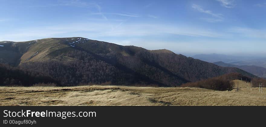 Scenic panorama of the carpathian mountain range