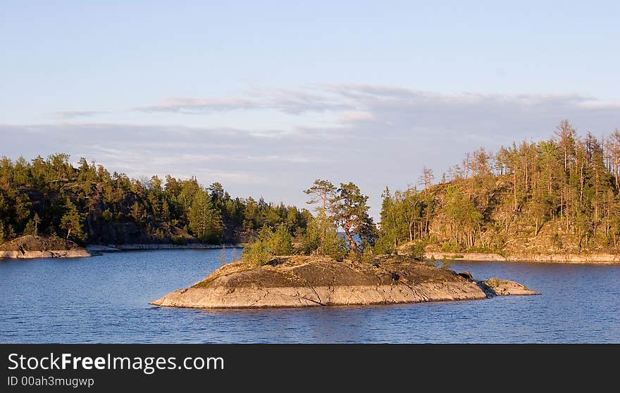 Stone island in a small gulf. Stone island in a small gulf