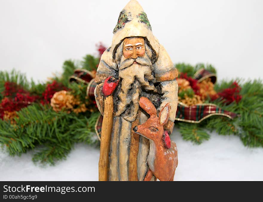 Wooden Old World  Santa with d