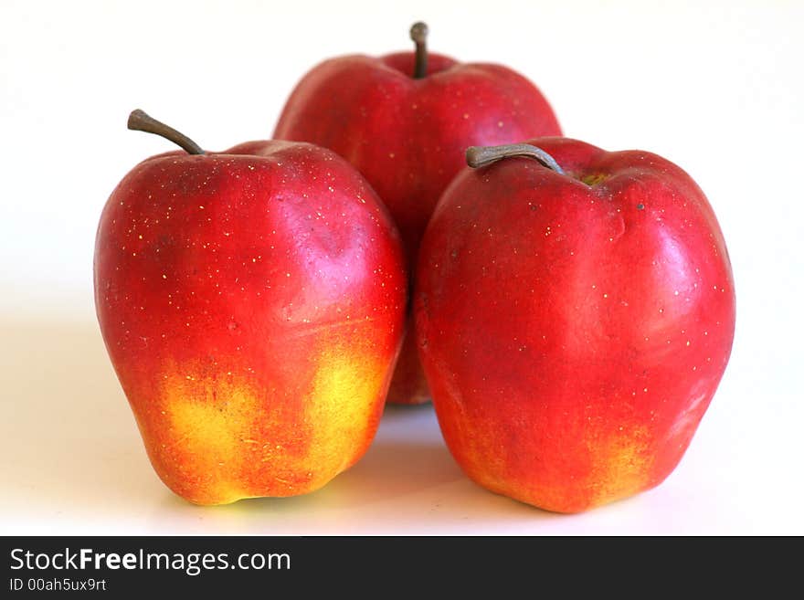 Group of 3 Apples on a white background