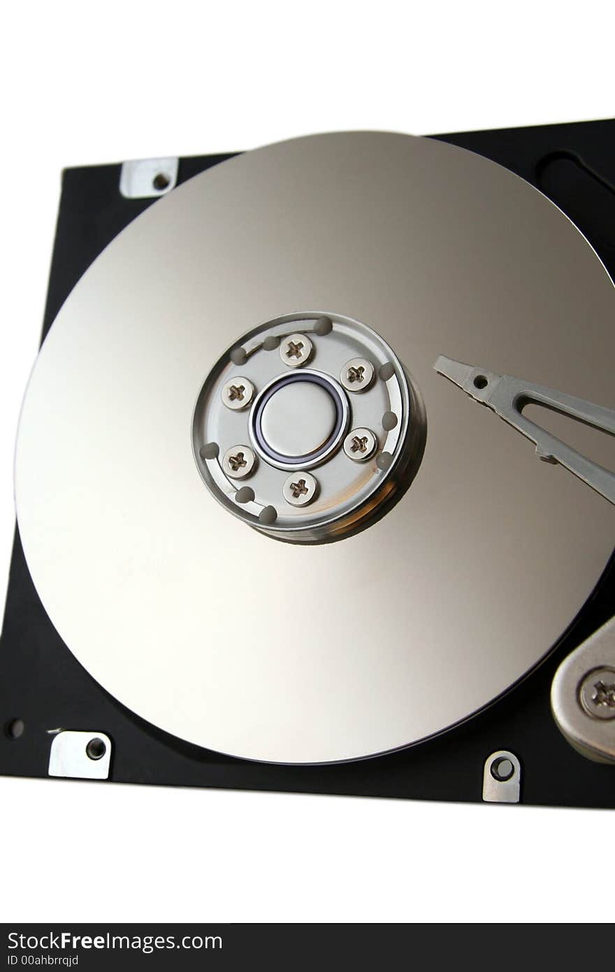 Opened Computer Hard Drive Isolated on a White Background