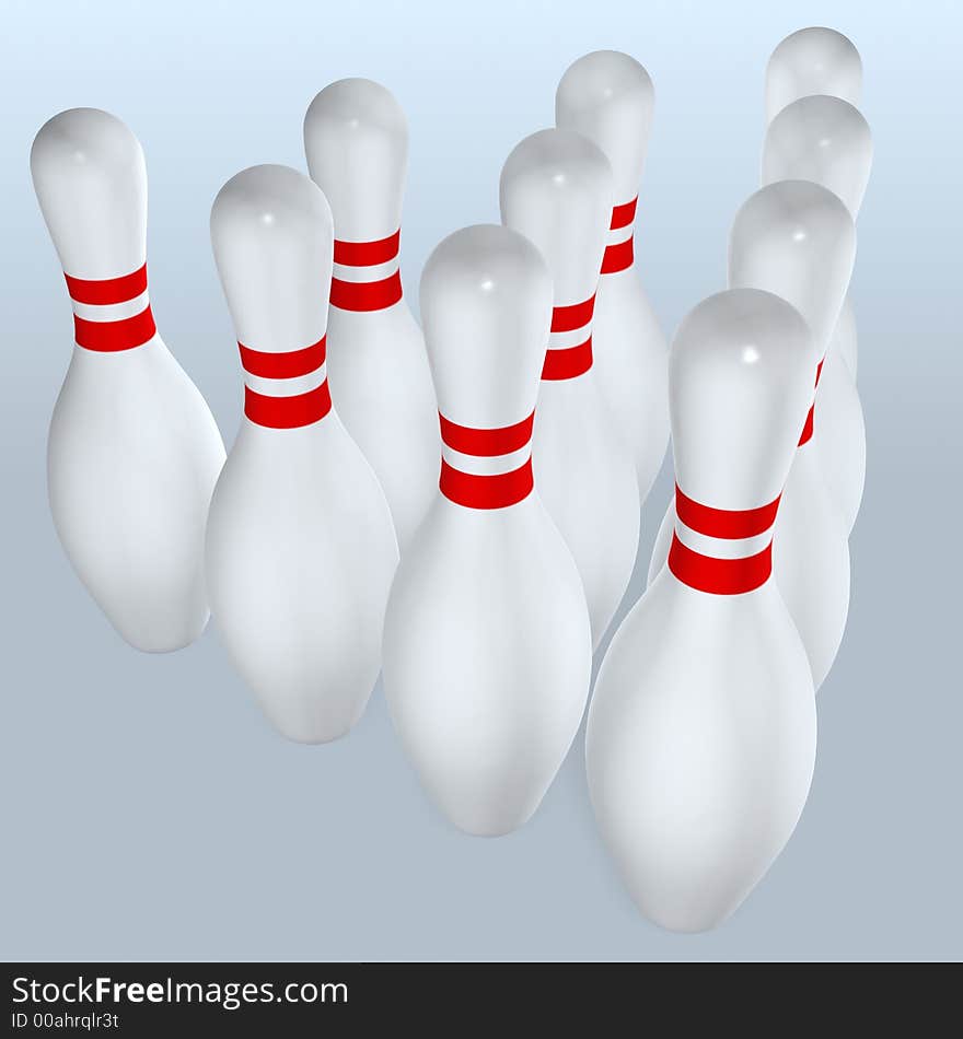 Bowling pins on blue background